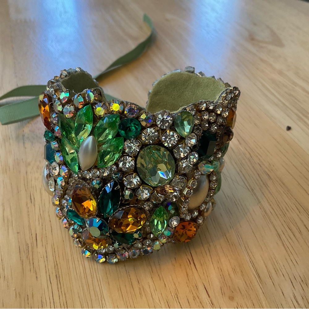 Rhinestone and Crystal cuff bracelet handmade